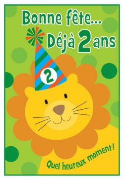 2 ANS - CARTE D'ANNIVERSAIRE - DE LION - DE MILLBROOK